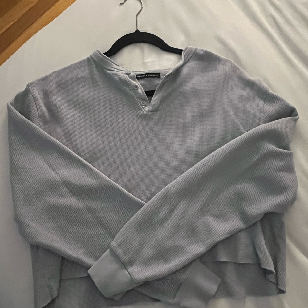 Brandy Melville Waffle Knit Henley Sweater